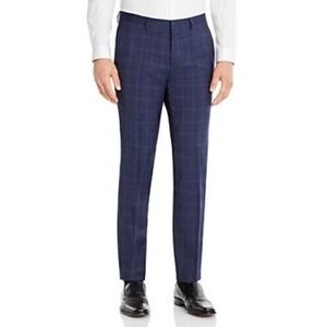 HUGO Hesten Extra Slim Fit Blue‎ Plaid Suit Pants Dark Blue Plaid Size 38R